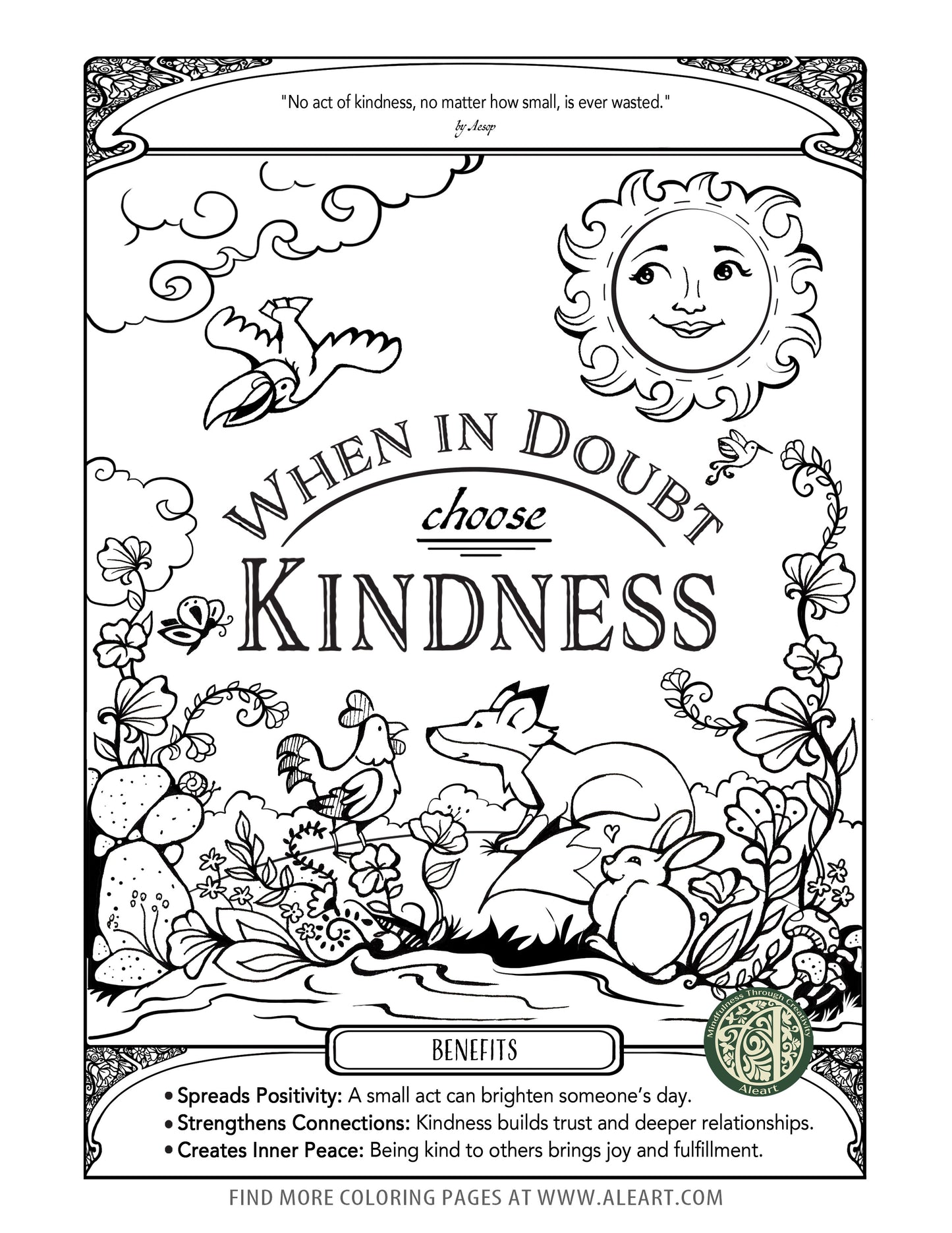 Choose Kindness Coloring Page