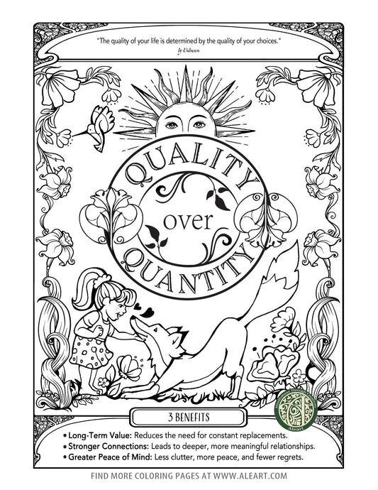 Quality Over Quantity Coloring Page