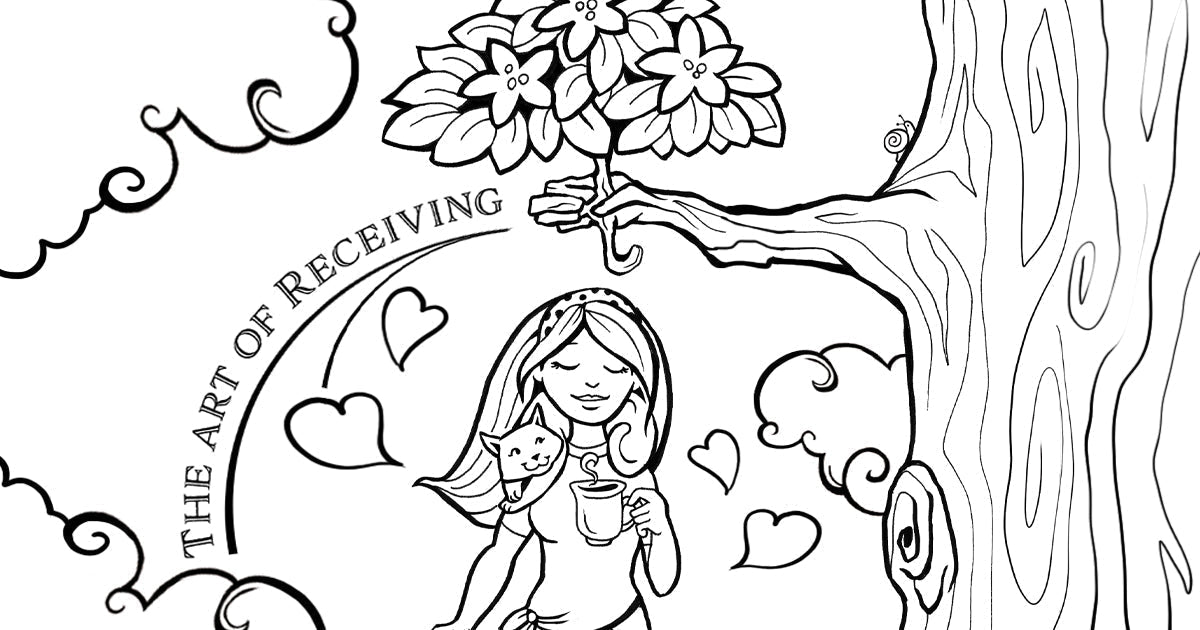 Hand-drawn blog banner on the art of receiving — a mindful practice for accepting kindness, help, and rest.