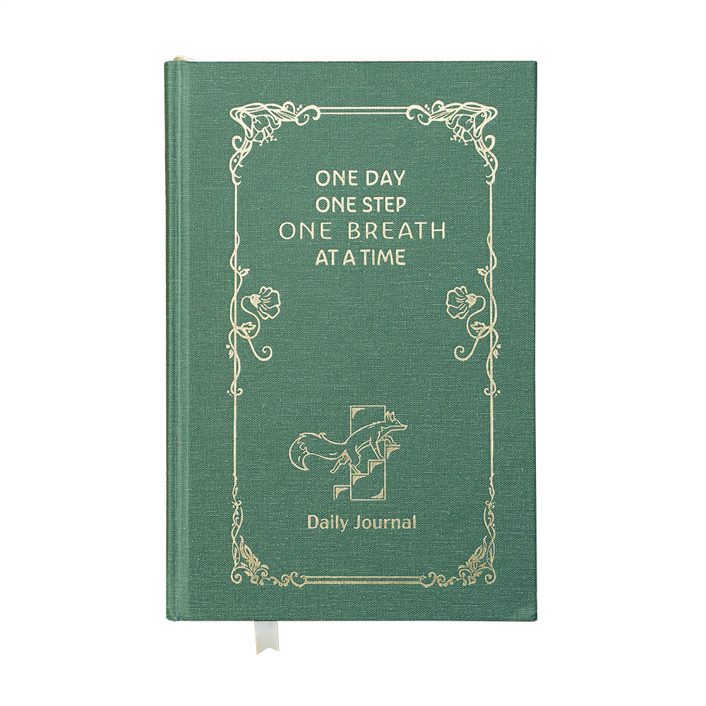 Growth 90-day guided gratitude journal with green hardcover and gold-foil details