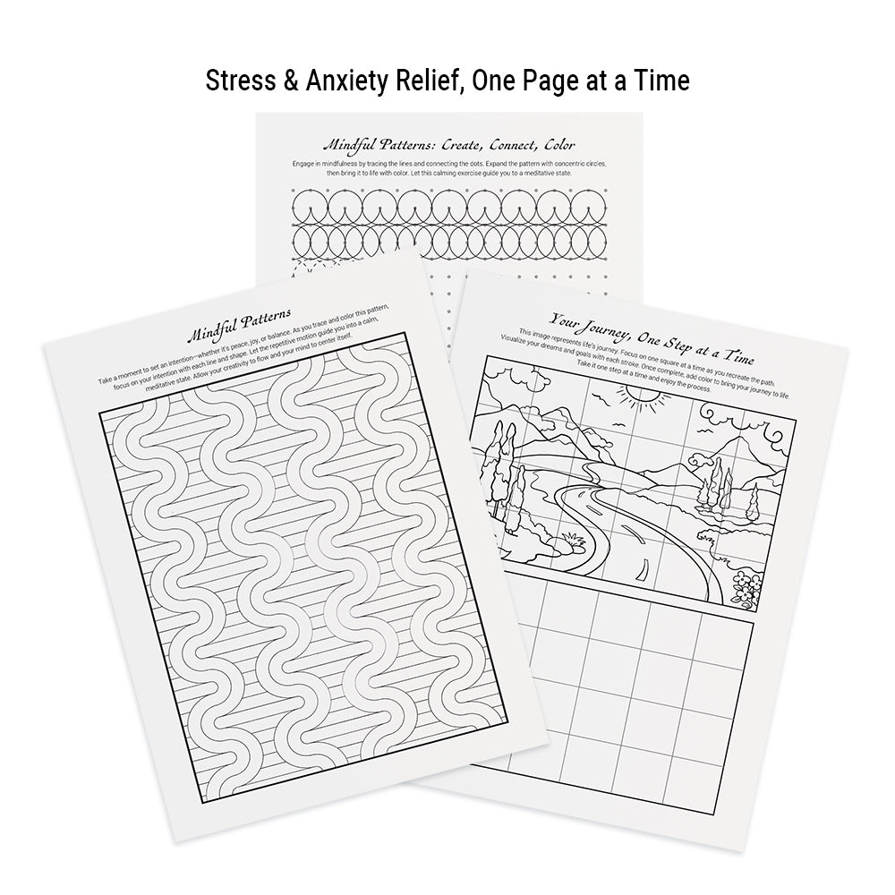 The perfect stress-relief coloring book for women, featuring mindfulness activities and calming illustrations.