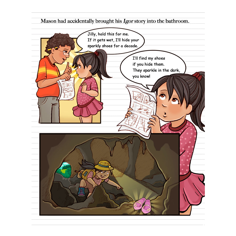 Interior illustration from 'Mason and Invincible Igor' — hand-drawn children's book art by Ale Artigas.