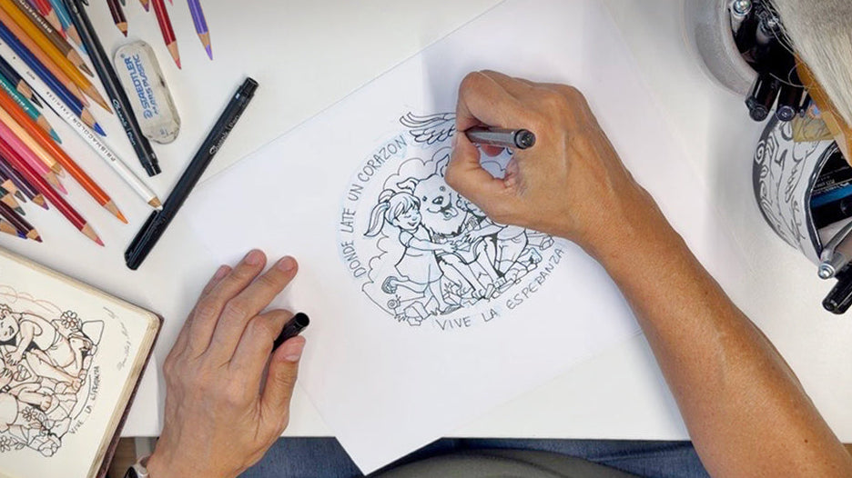 illustrator ale artigas illustrating a hopeful image to help venezuela