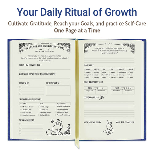 Calming blue journal to help reduce anxiety, clear your mind, and find focus.