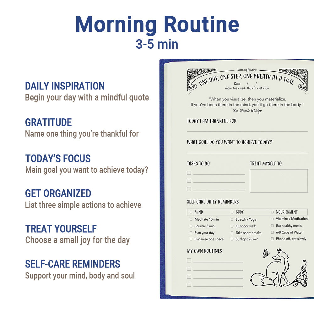 Blue 90-day self-care journal for clarity, mindfulness, and personal growth.