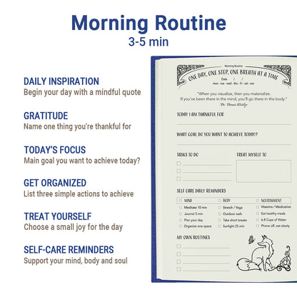 Blue 90-day self-care journal for clarity, mindfulness, and personal growth.