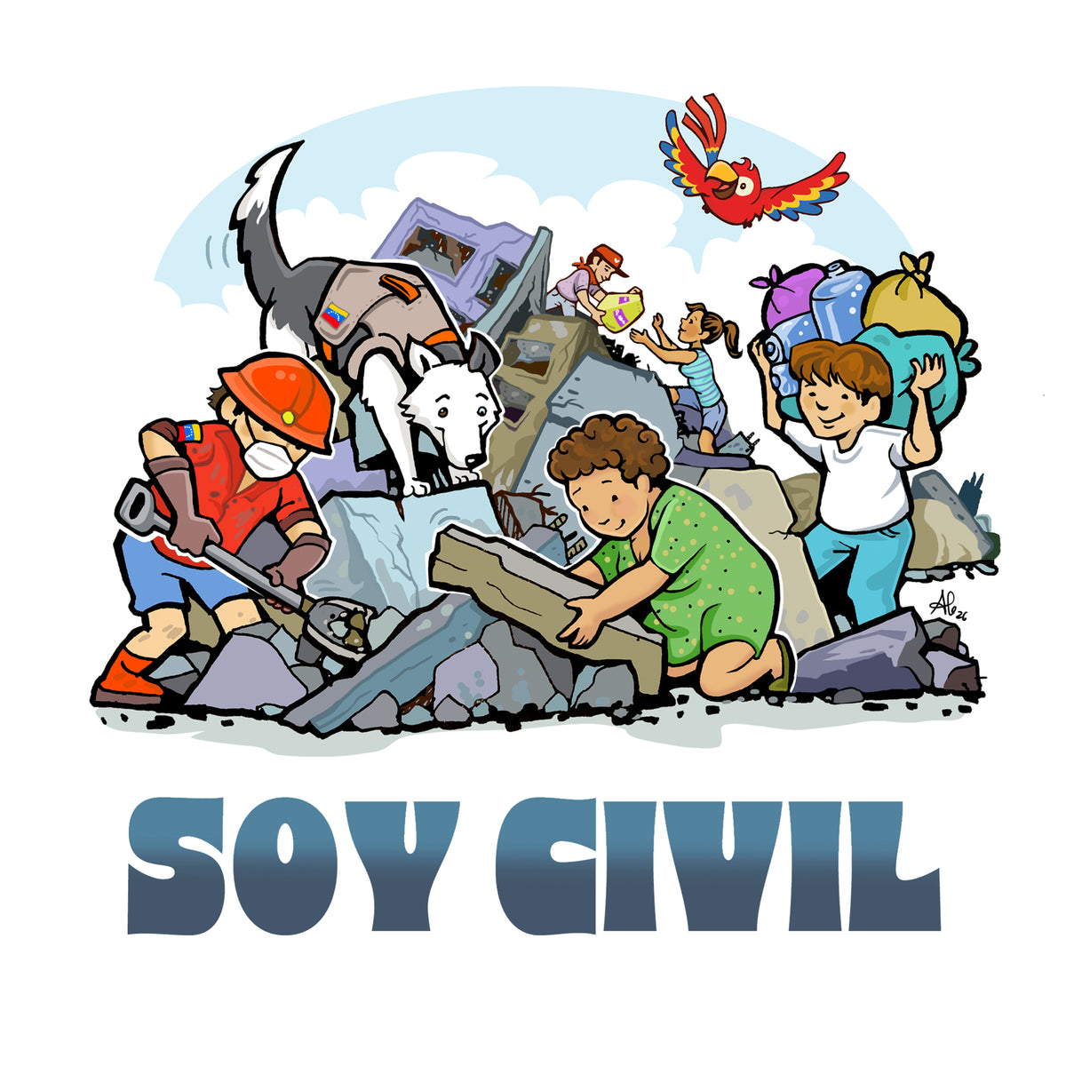 'Soy Civil' detail — hand-drawn illustration supporting the Hope for Venezuela collaboration.