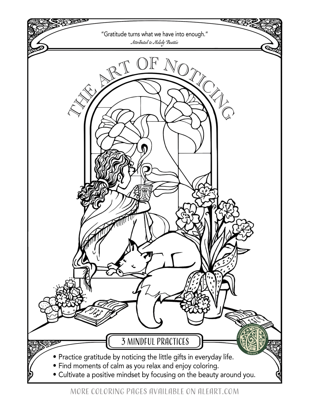 The Art of Noticing: Free Gratitude Coloring Page