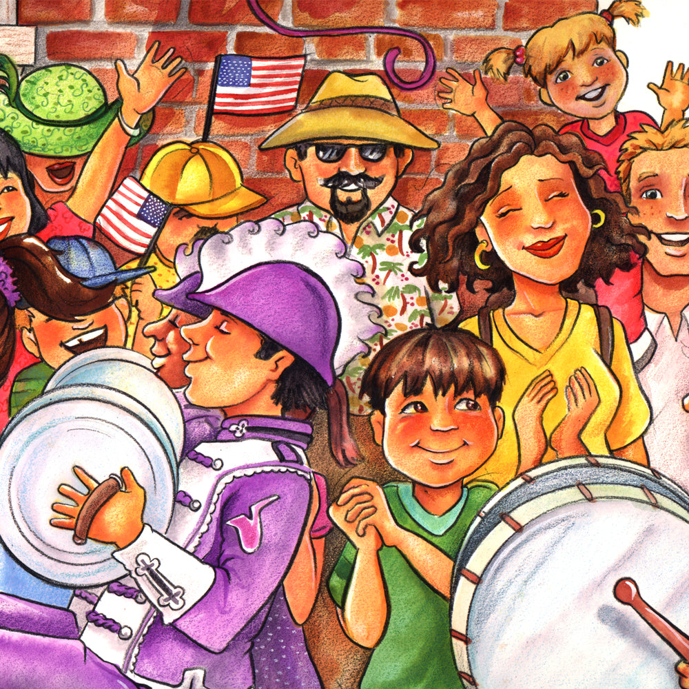 Interior illustration from 'Memorial Day Surprise' — hand-drawn children's book art by Ale Artigas.