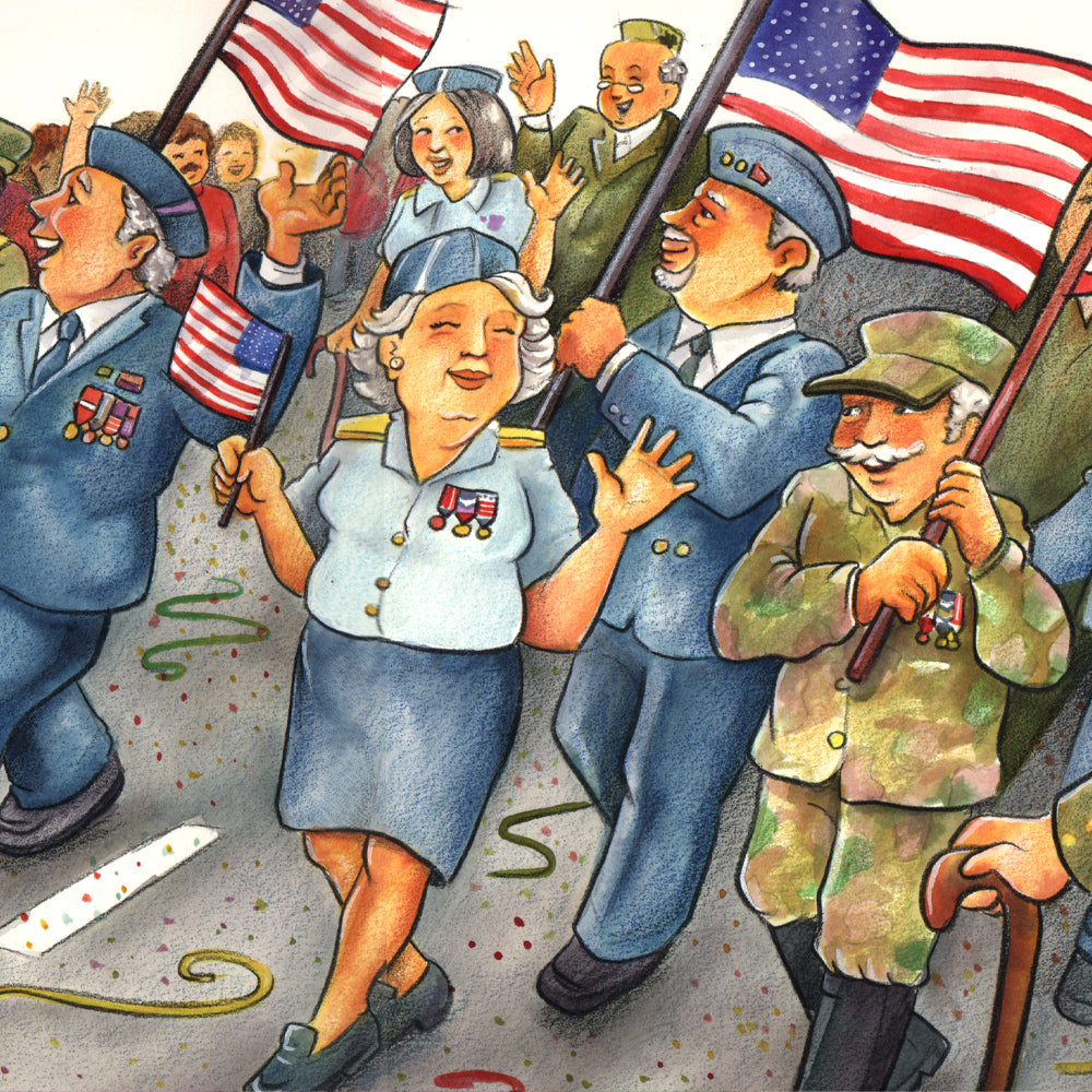 Interior illustration from 'Memorial Day Surprise' — hand-drawn children's book art by Ale Artigas.