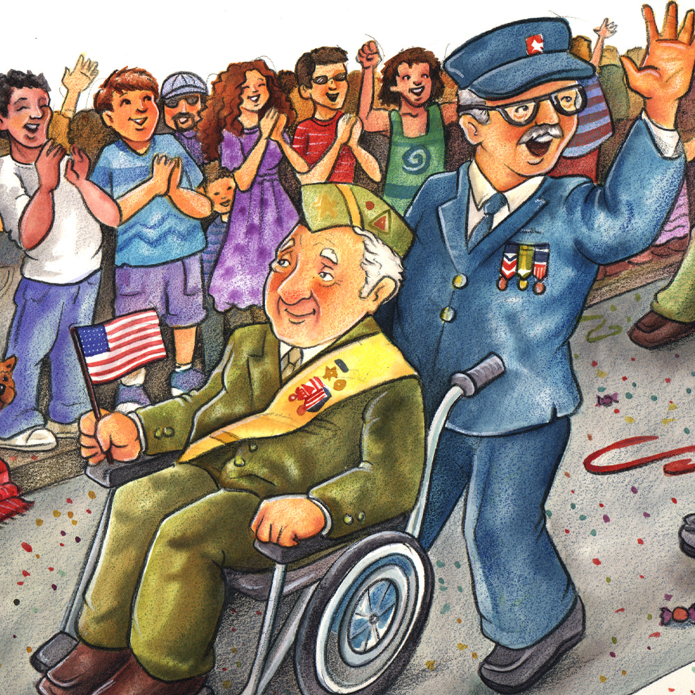 Interior illustration from 'Memorial Day Surprise' — hand-drawn children's book art by Ale Artigas.