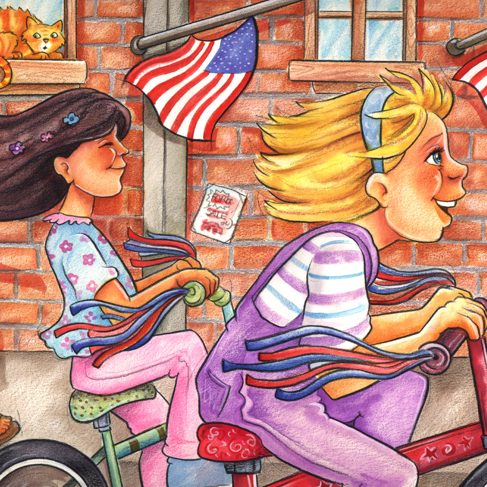 Interior illustration from 'Memorial Day Surprise' — hand-drawn children's book art by Ale Artigas.