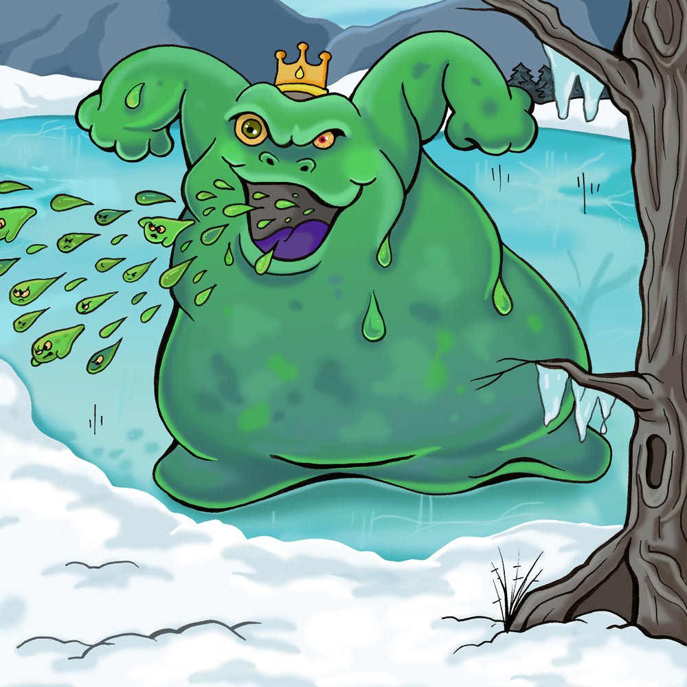 Interior illustration from 'Oskar and the Sneeze Blobs' — hand-drawn children's book art by Ale Artigas.