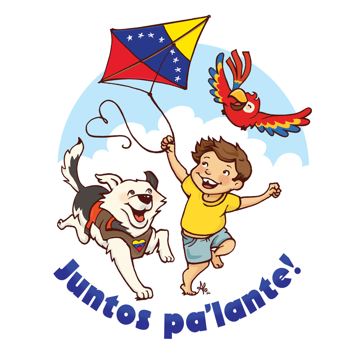 Juntos Pa'lante shirt back detail — hand-drawn illustration by Ale Artigas for the Hope for Venezuela collaboration.